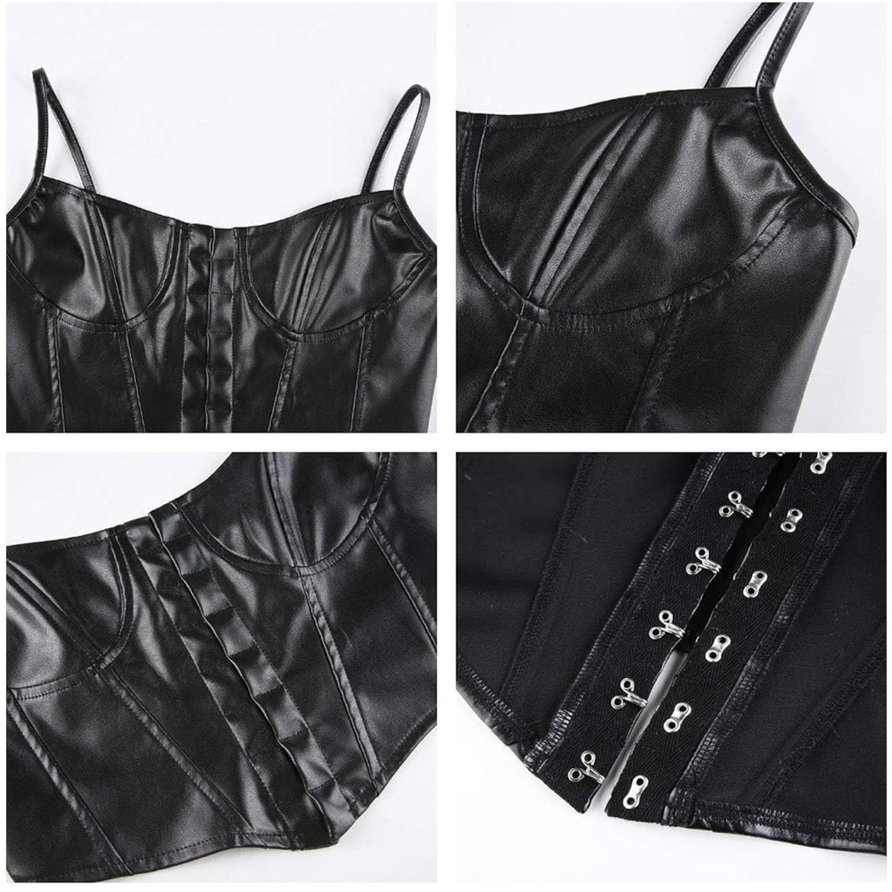 Black Leather Corset Top - Picture 3 of 3